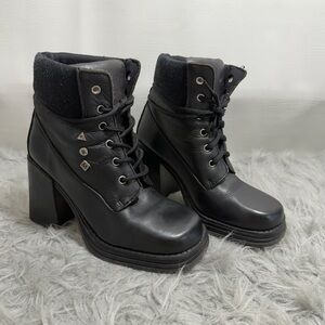 Wicked road warriors Black leather Ankle Boots